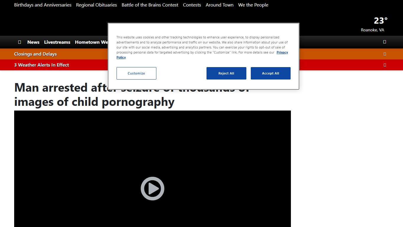 Man arrested after seizure of thousands of images of child pornography